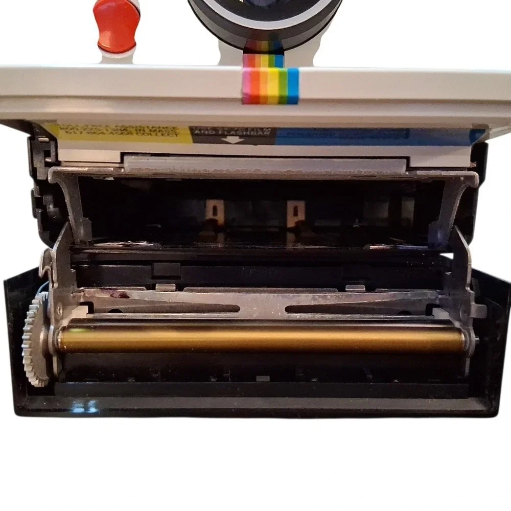 Vintage Polaroid One Step Land Camera SX-70 with Strap & Rainbow Stripe Black